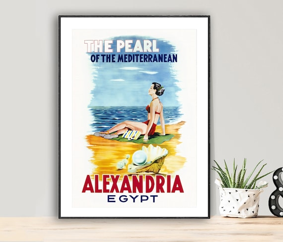 Alexandria Egypt Travel Poster, Mediterranean Pearl