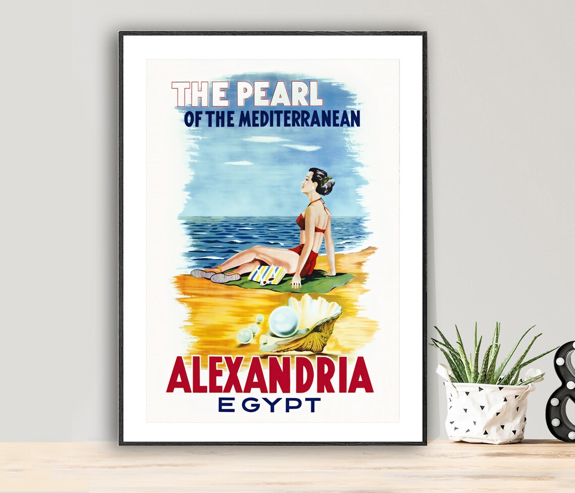 Alexandria Egypt Travel Poster, Mediterranean Pearl