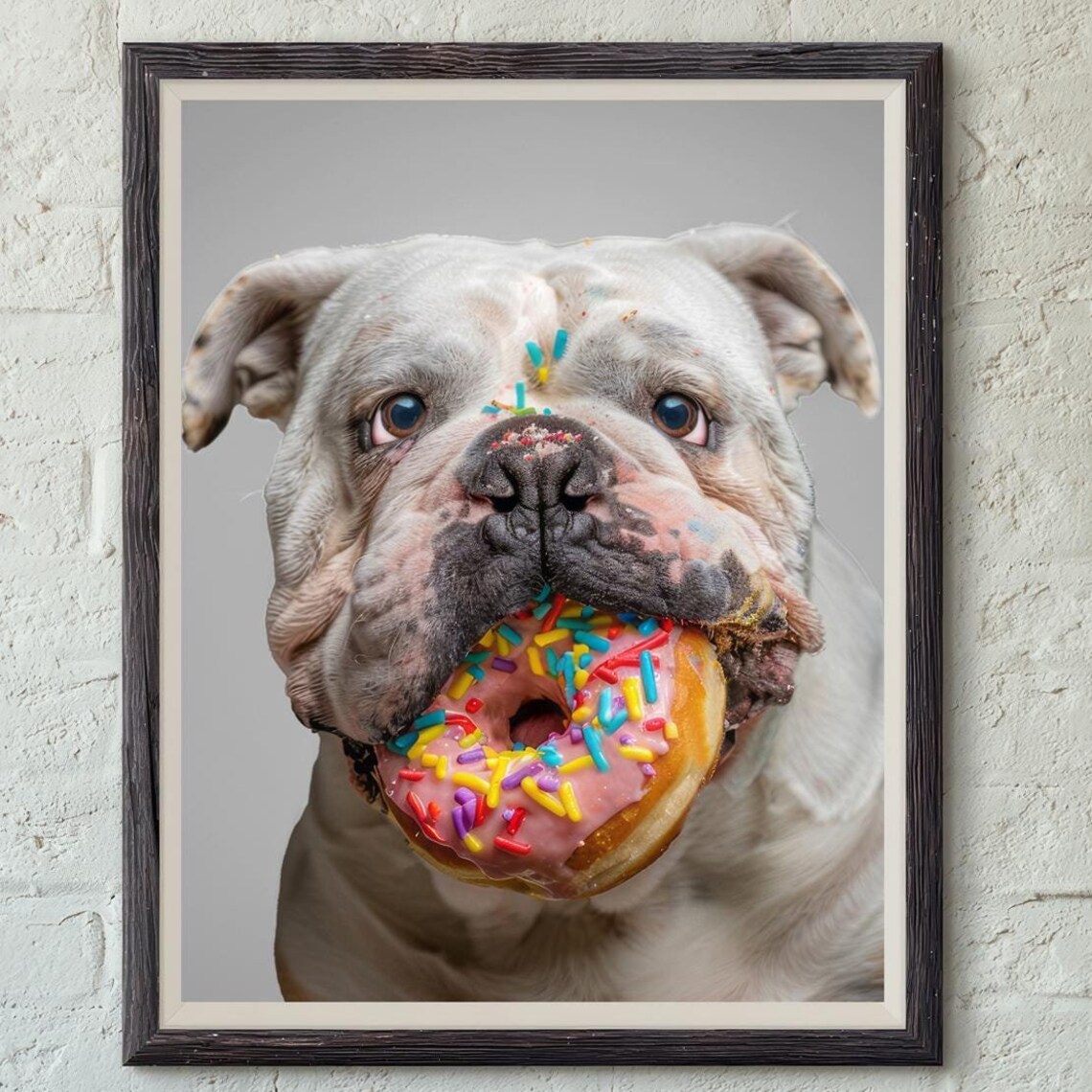 English Bulldog Funny Dog Poster, Kitchen Decor