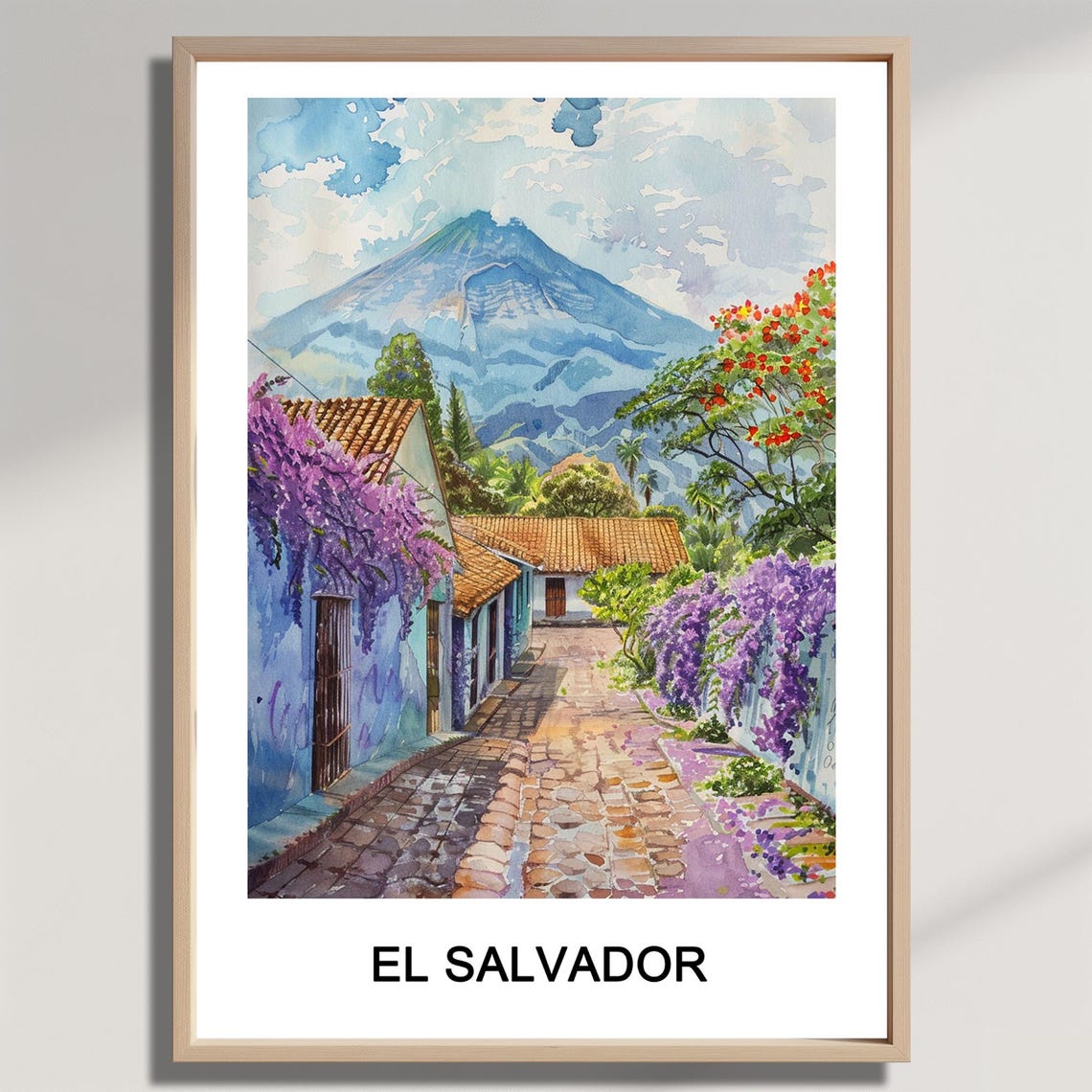 El Salvador Travel Poster Watercolor Illustration Art Print