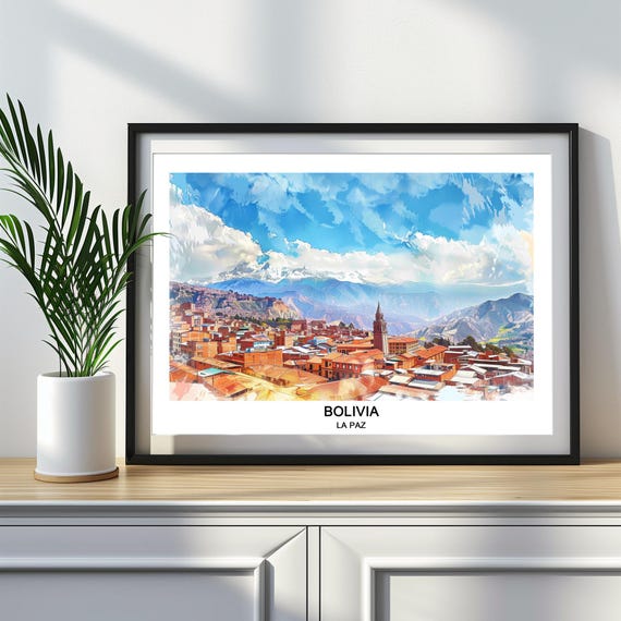 La Paz Bolivia Watercolor Print Travel Home Decor