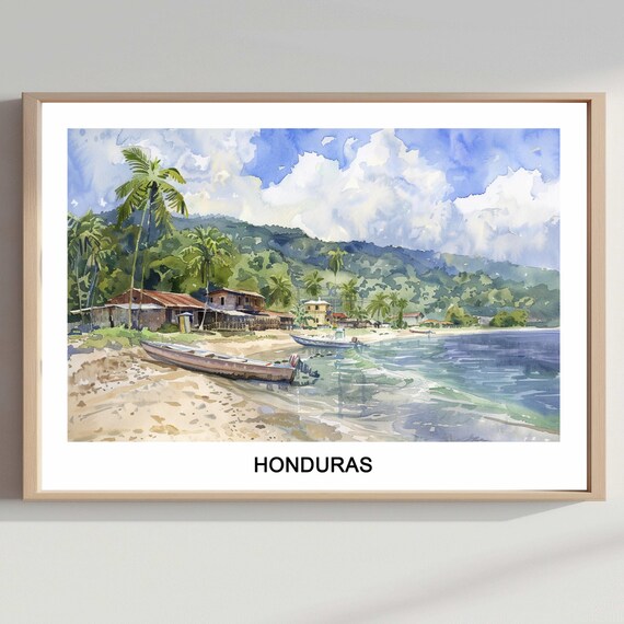 Honduras Watercolor Travel Poster Art