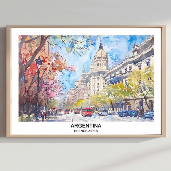 Buenos Aires Watercolor Print Argentina Travel Poster