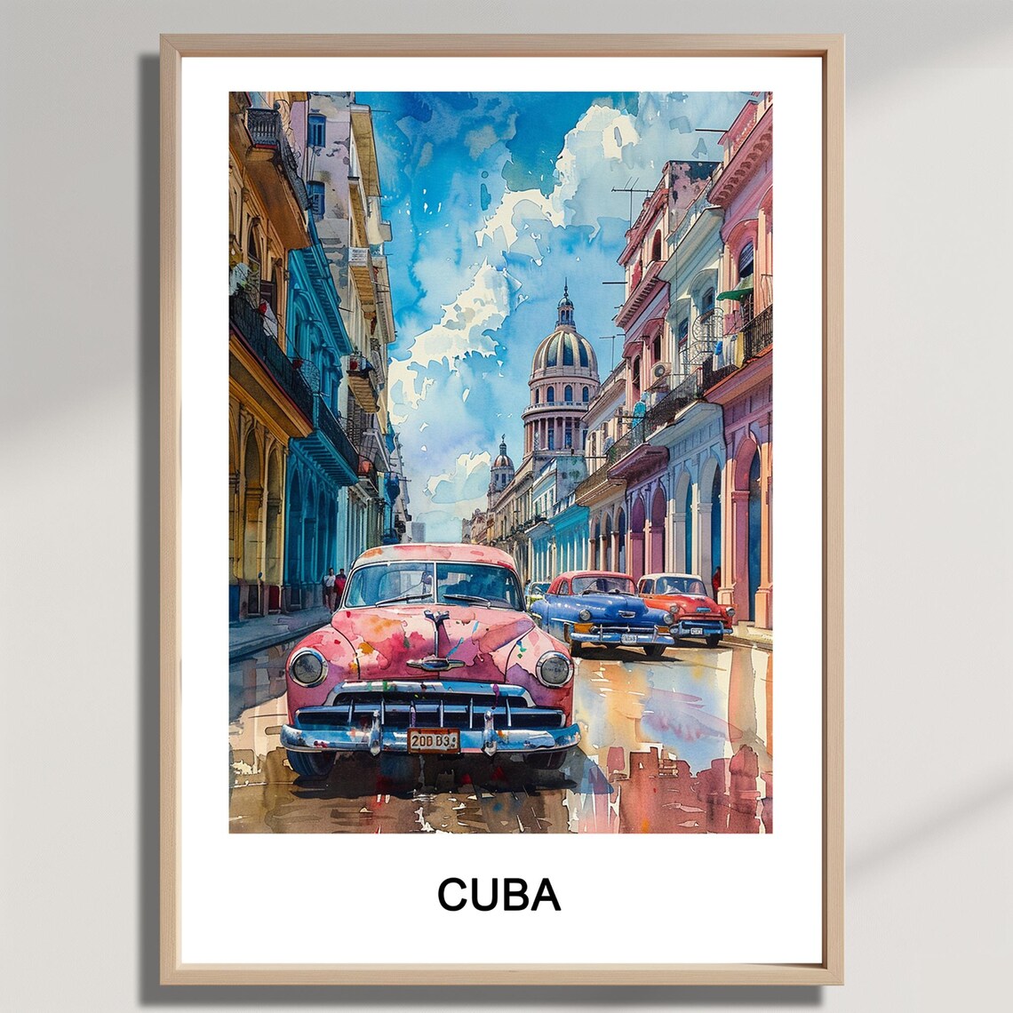 Watercolor Travel Print Caribbean Home Decor