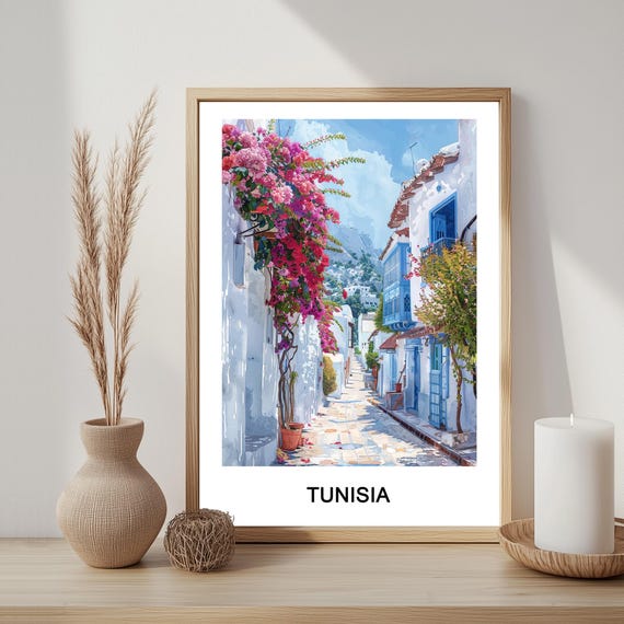 Tunisia Watercolor Print North Africa Travel Poster