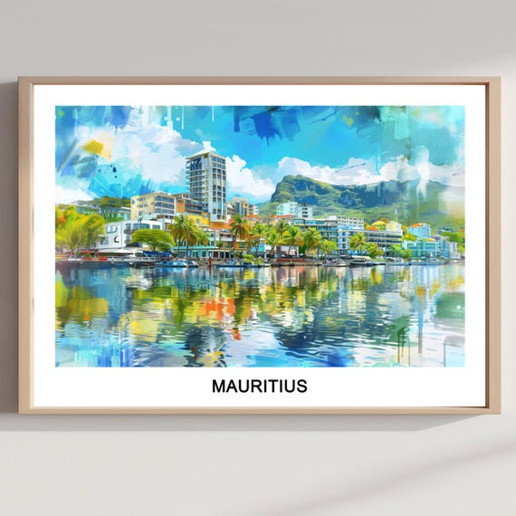 Mauritius Watercolor Print East Africa Travel Poster Art