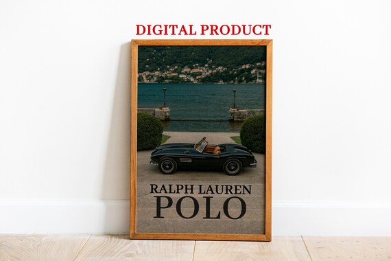 Ralph Lauren Polo Classic Black Convertible by the Lake Vintage Car Poster