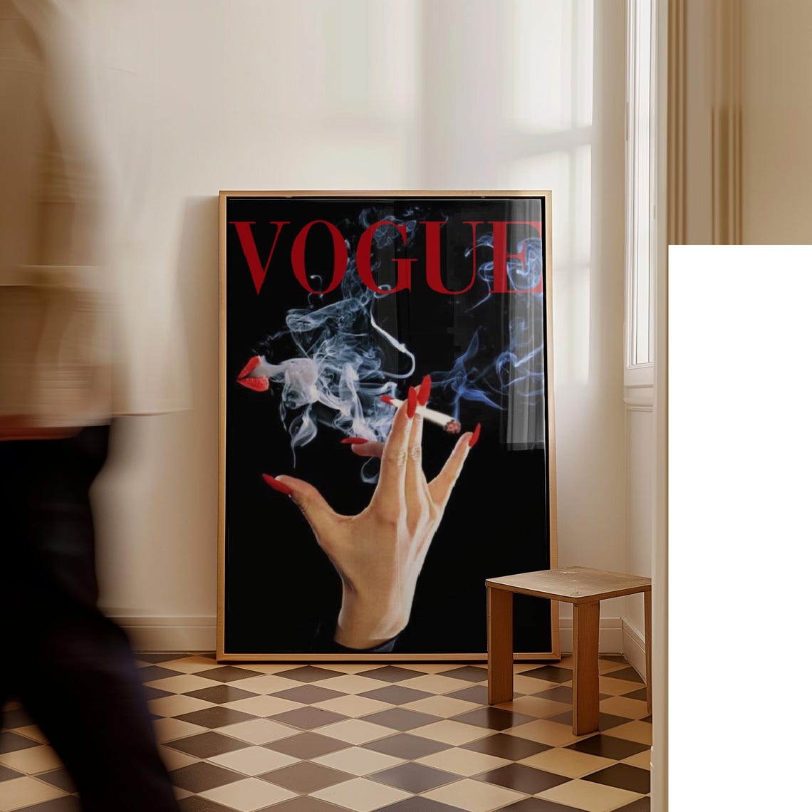 Vogue Cover Style Hand with Cigarette Red Nails Fashion Art Poster - Image 2