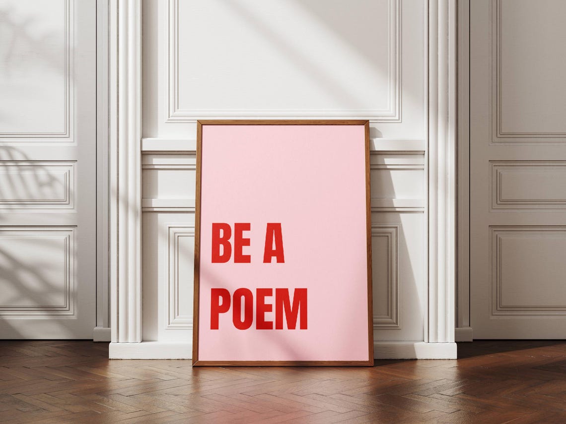 Be a Poem Bold Red Typography on Pink Motivational Quote Poster - Image 2