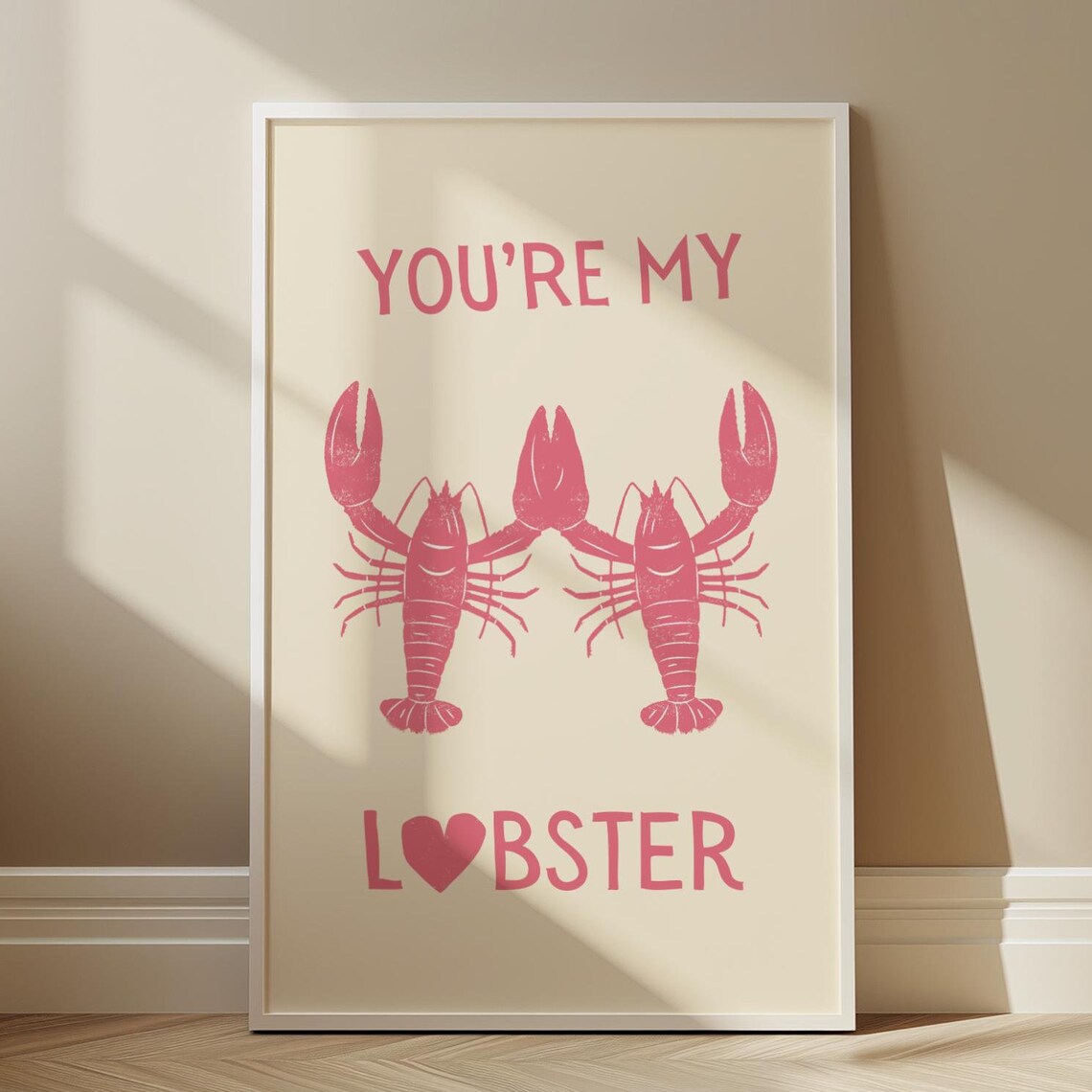 Youre My Lobster Pink Love Quote Minimalist Valentines Day Print