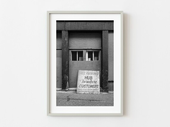 Hub Furniture Free Parking Sign Black White Vintage Photo Poster