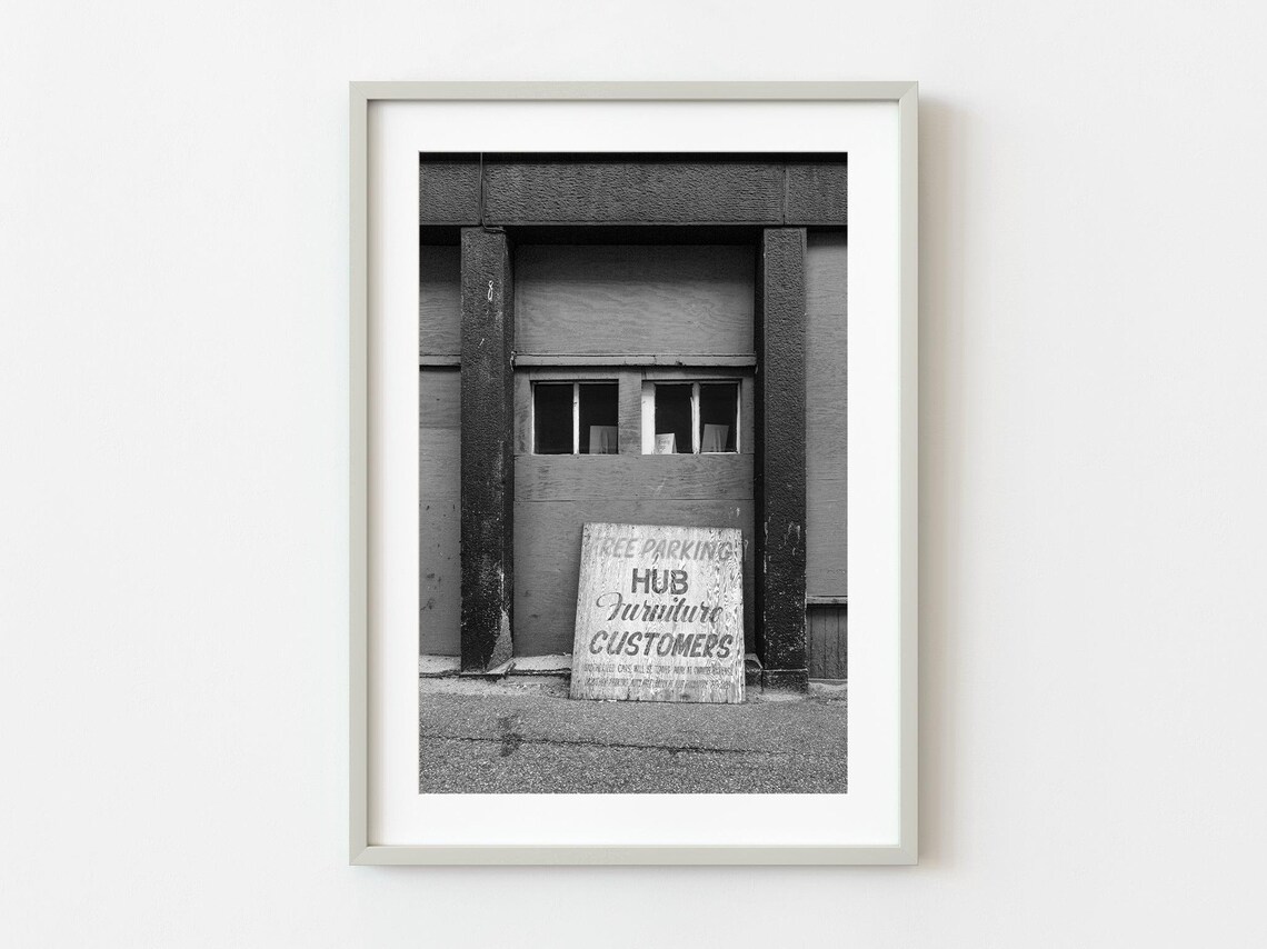 Hub Furniture Free Parking Sign Black White Vintage Photo Poster