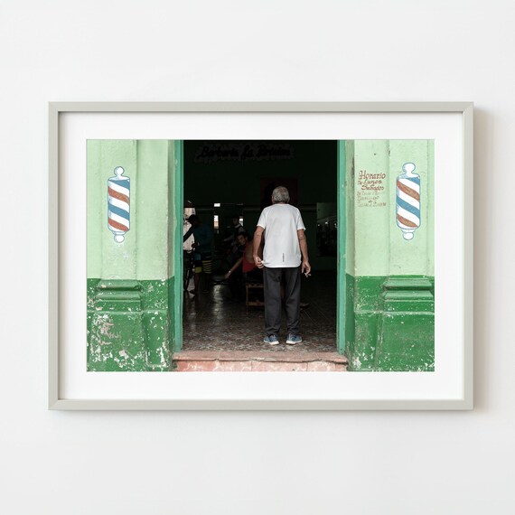Old Barber Shop Doorway Photo Vintage Barbershop Storefront Poster
