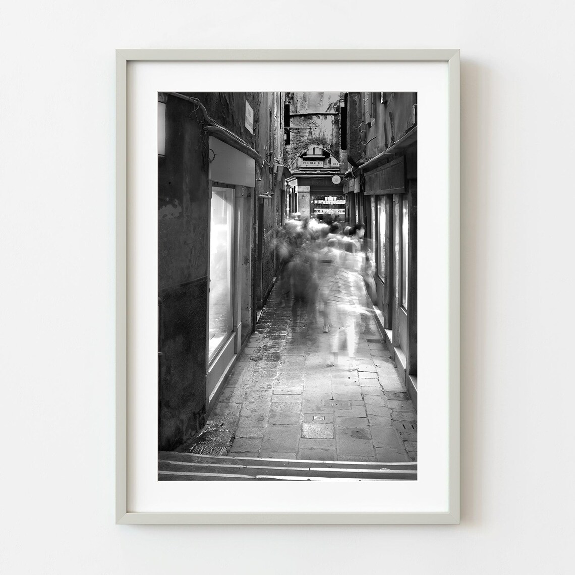 Italian Laneway Black and White Alley Street People Photo Poster