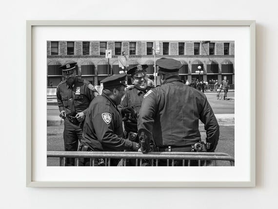 New York Police Telling Funny Story Wall Art