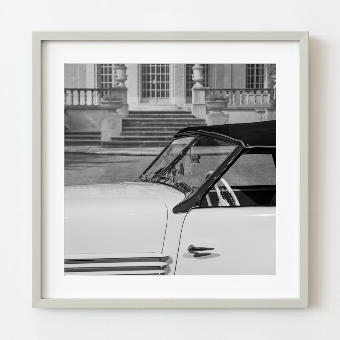 Vintage Roadster Convertible Black And White Classic Car Photography Poster