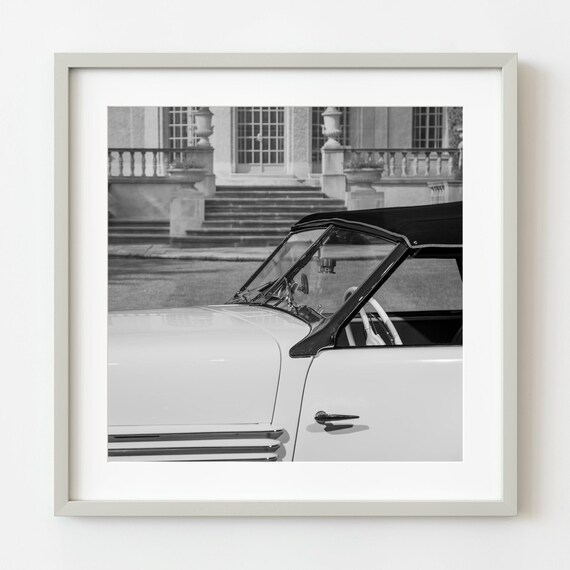 Vintage Roadster Convertible Black And White Classic Car Photography Poster