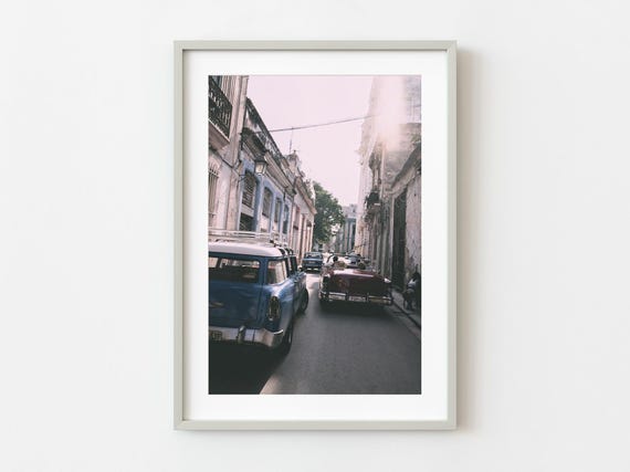 Classic Cars Passing By The Streets Of Old Havana Wall Art