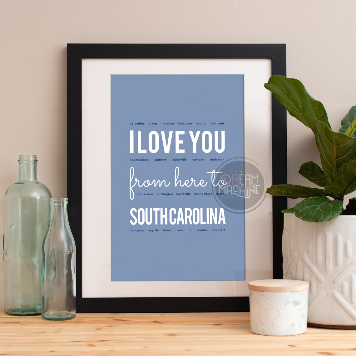 I Love You From Here To South Carolina South Carolina Print South Carolina Skyline South Carolina Art South Carolina Poster Sc Gift
