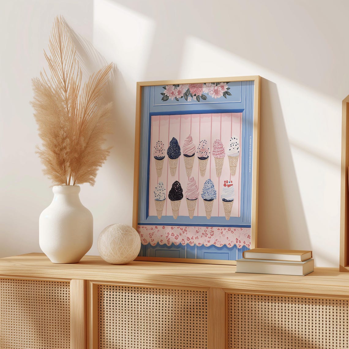 Pastel Ice Cream Cone Display In A Blue Parisian Shop Window Poster - Image 2