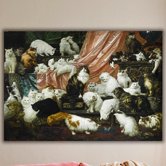 Carl Kahler My Wife's Lovers 1891 Cats Victorian Feline Artwork Poster
