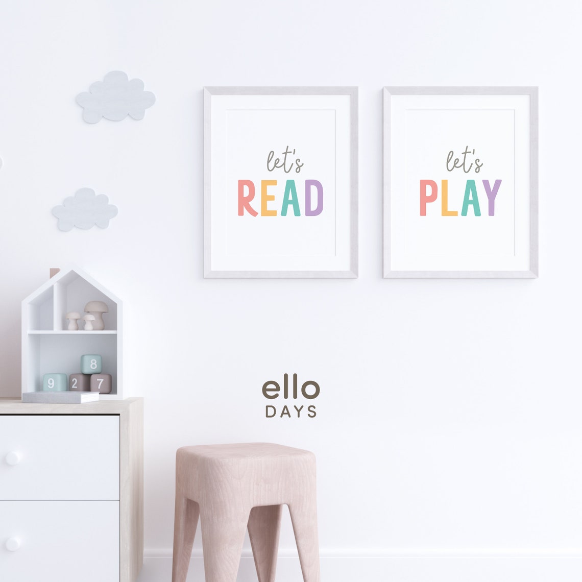 Lets Read Lets Play Pastel Playroom Poster Duo For Kids Walls - Image 2