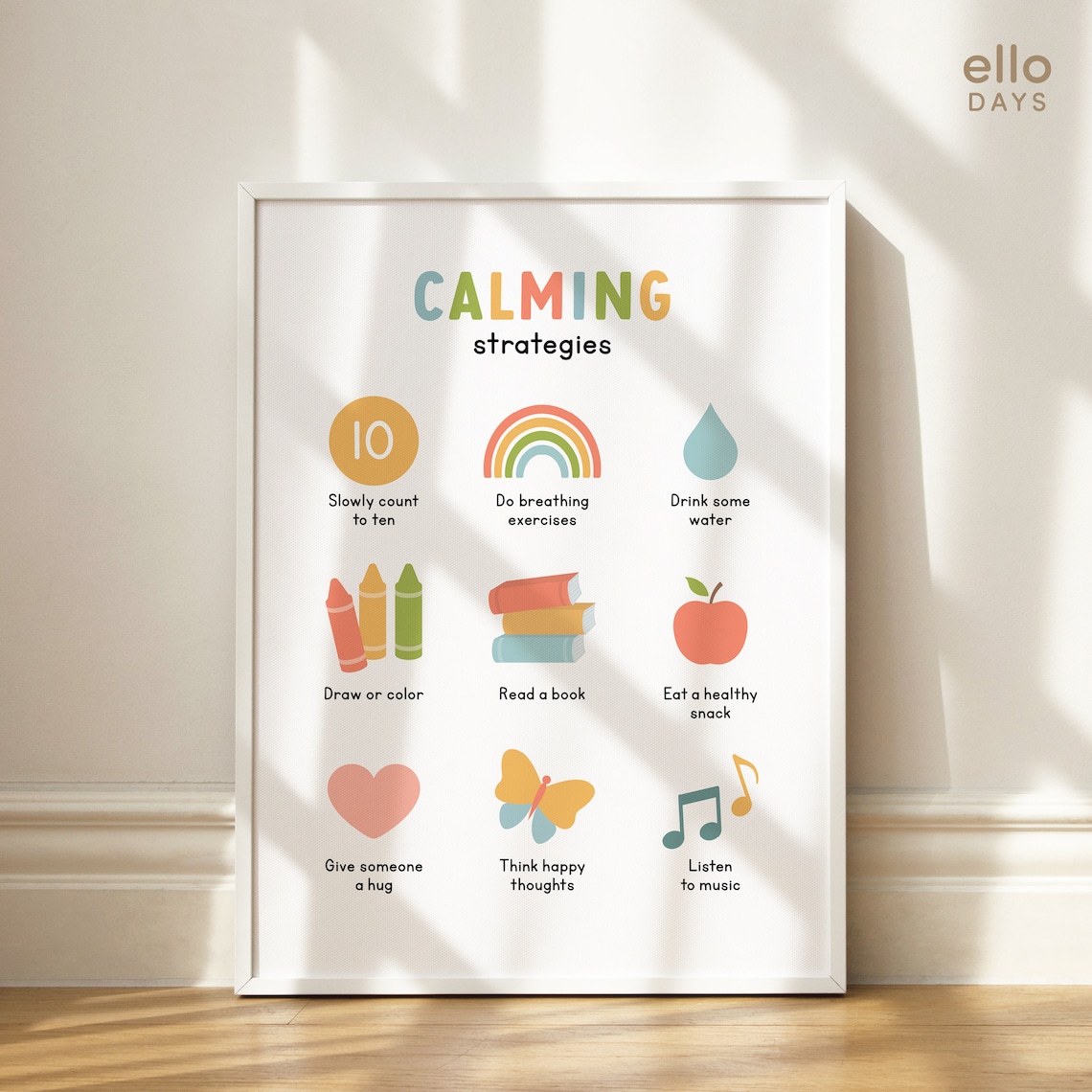 Calming Strategies Therapy Poster, Mental Health Decor - Image 2