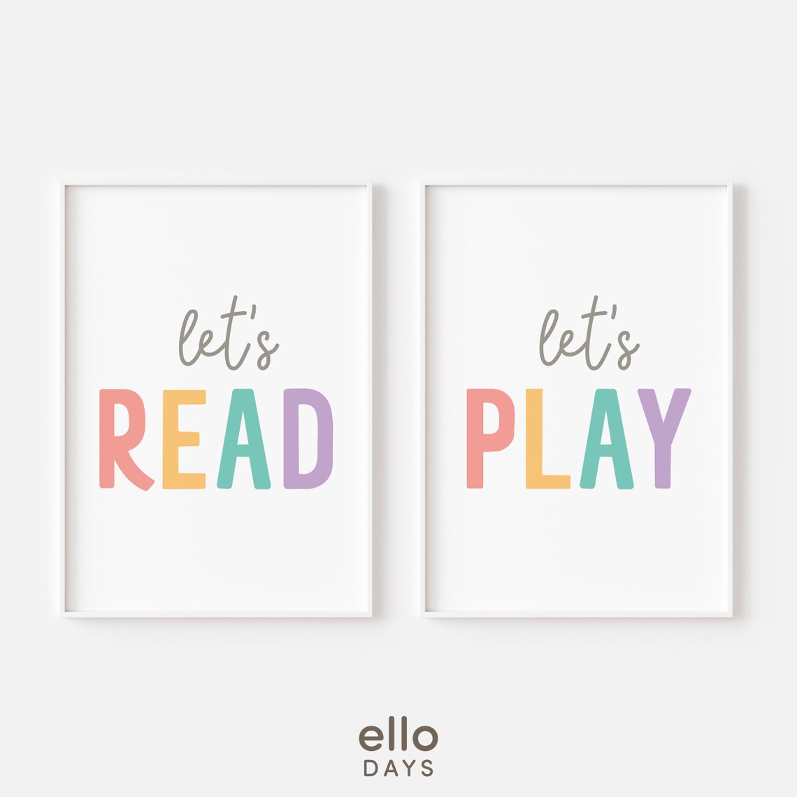 Lets Read Lets Play Pastel Playroom Poster Duo For Kids Walls