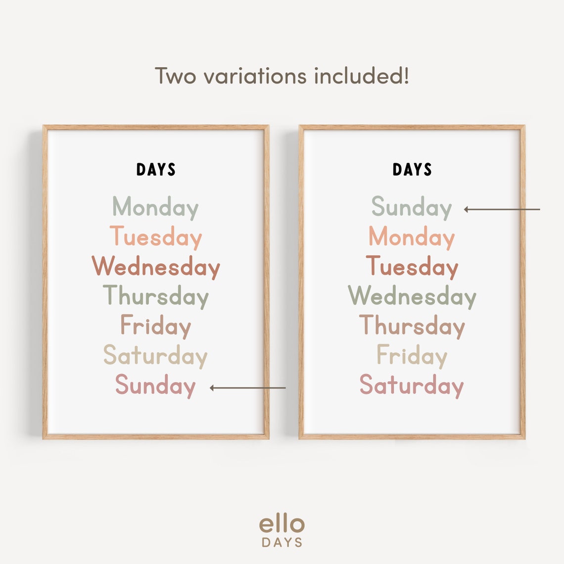 Days Of The Week Chart In Neutral Tones Kids Classroom Poster - Image 3