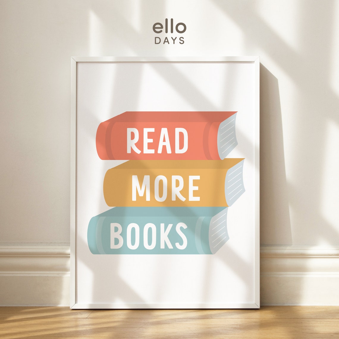 Read More Books On Coral Stack Of Books Reading Nook Kids Poster - Image 2