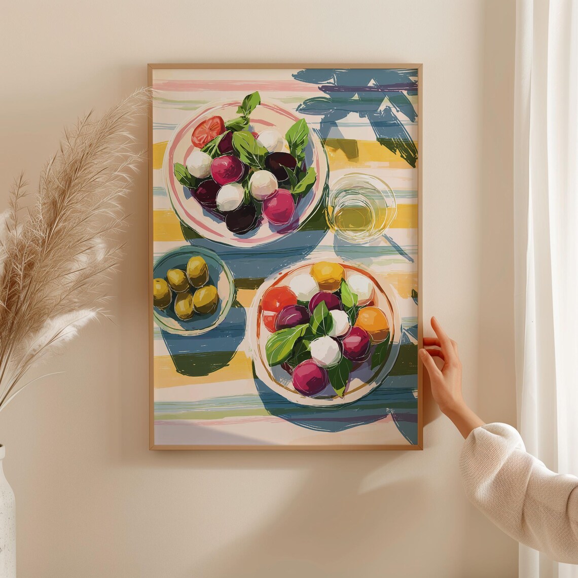 Mediterranean Food, Colorful Kitchen Poster Print
