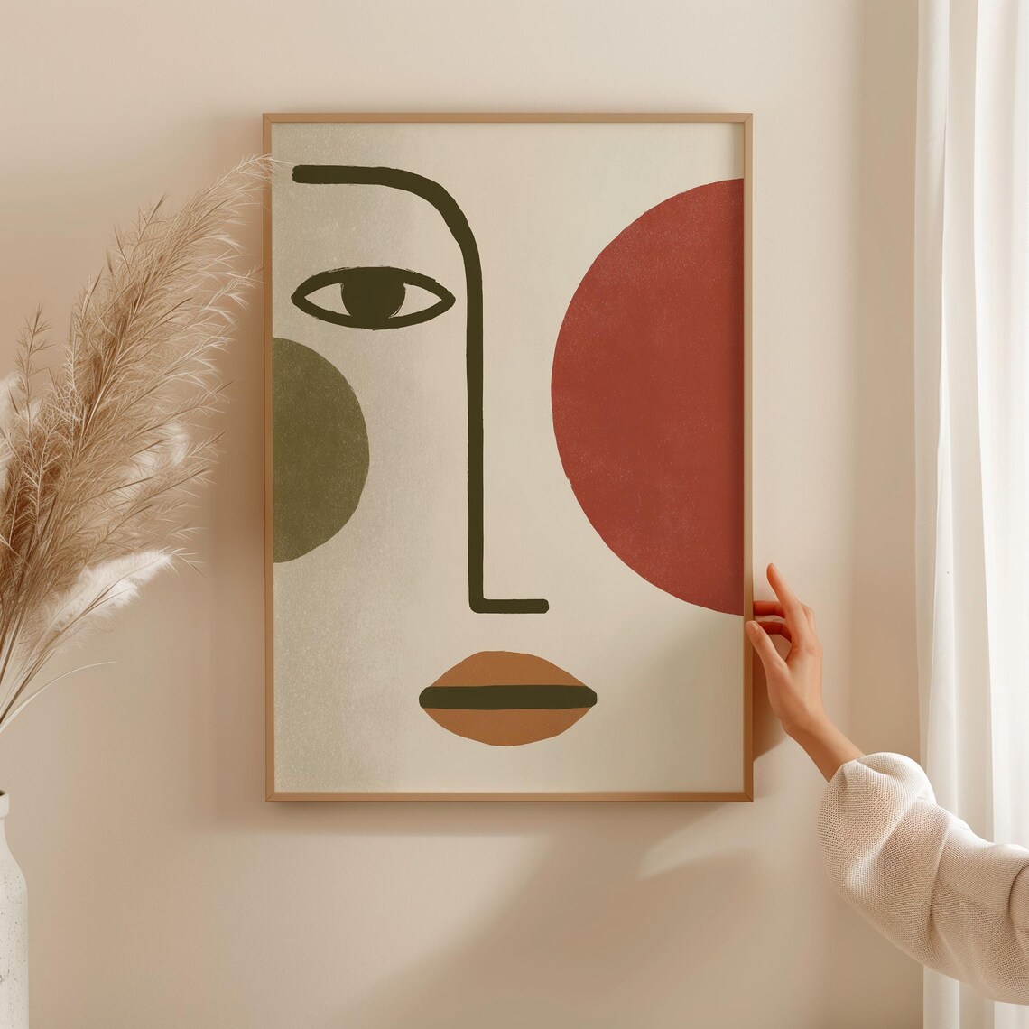 Abstract Face Line Art, Minimalist Portrait