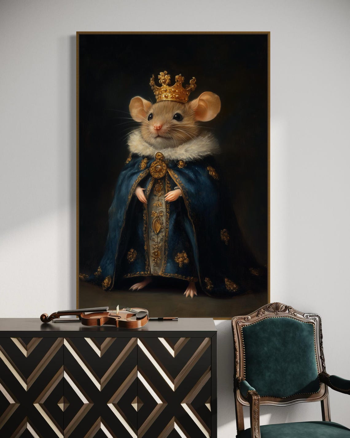 Mouse King in Blue Ermine Cape with Golden Crown Portrait Poster - Image 5