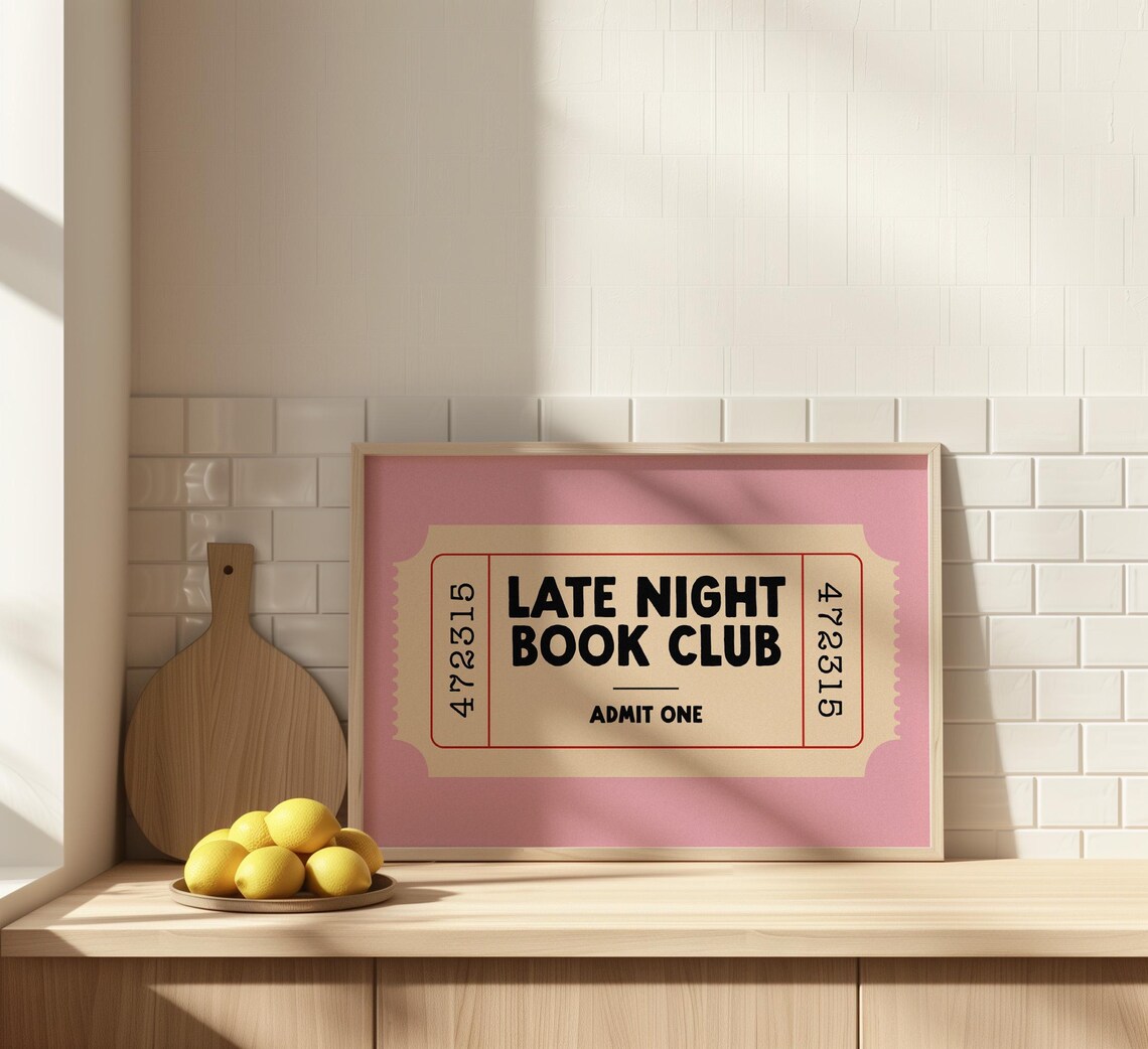 Late Night Book Club Library Reader Poster
