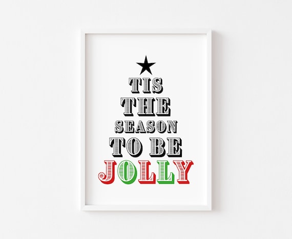 Tis The Season To Be Jolly Christmas Tree Lettering Wall Poster