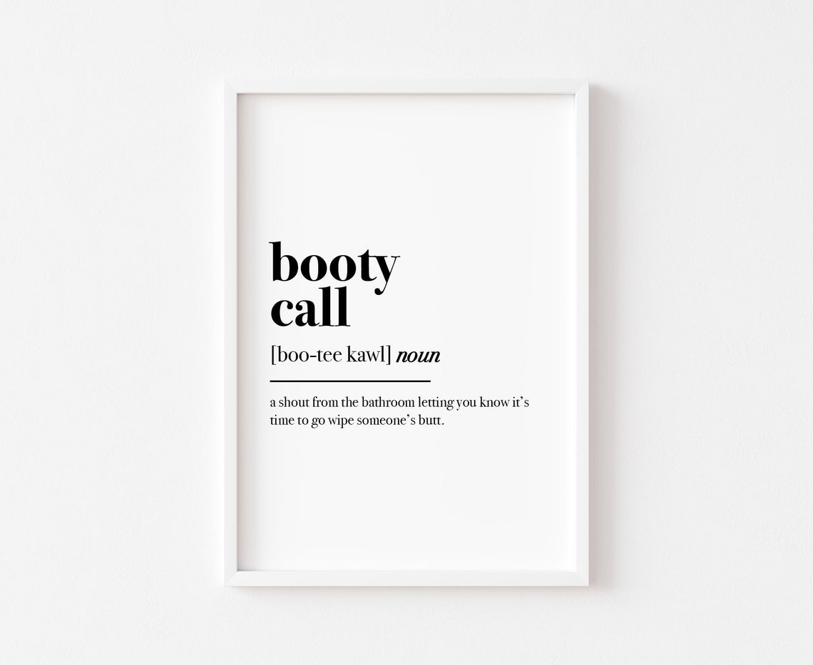 Funny Booty Call Definition Typography Print Bathroom Humor Decor