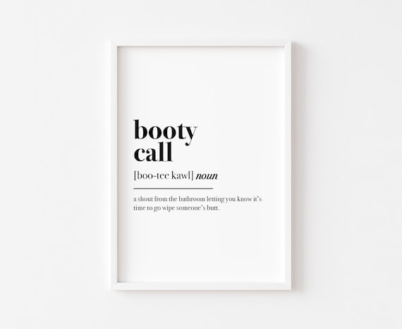 Funny Booty Call Definition Typography Print Bathroom Humor Decor