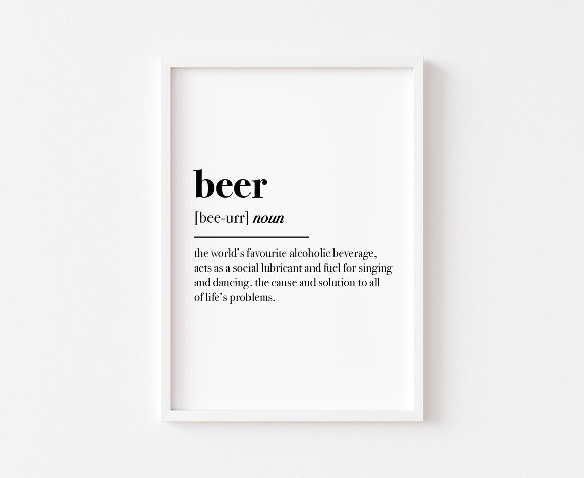 Beer Definition Kitchen Poster Print, Bar Decor