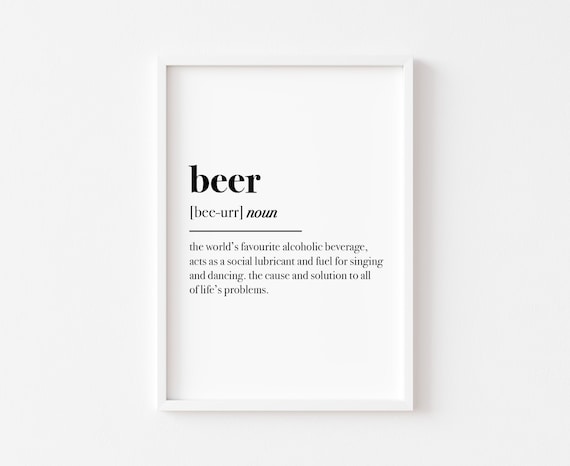 Beer Definition Kitchen Poster Print, Bar Decor