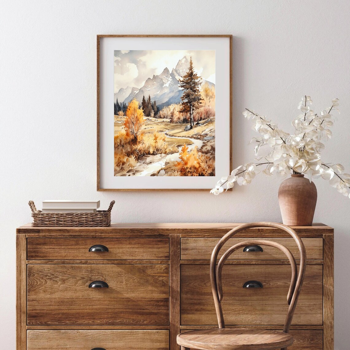 Grand Teton Watercolor Art Print, Mountain Landscape - Image 2