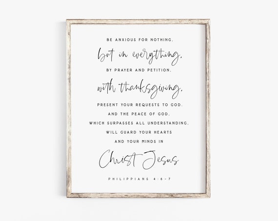 Philippians 4:6-7 Modern Bible Verse Art Print