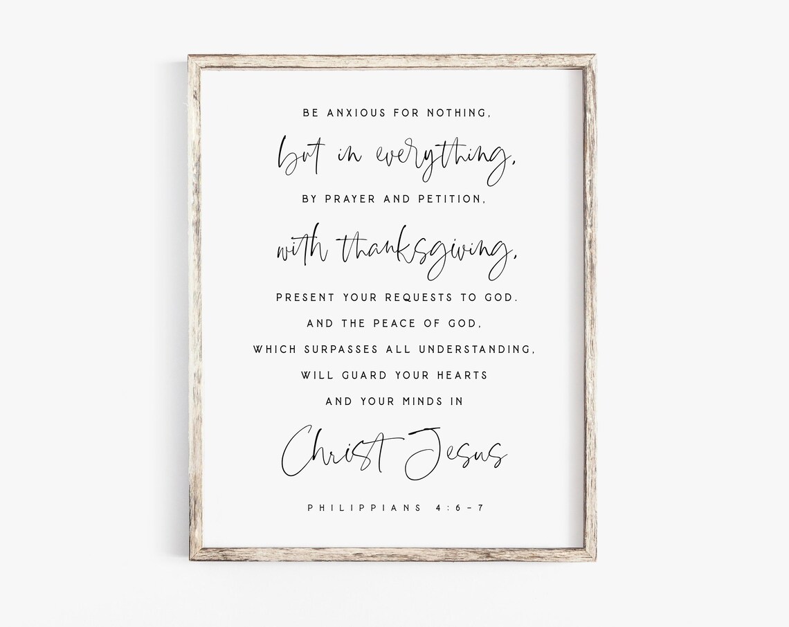 Philippians 4:6-7 Modern Bible Verse Art Print