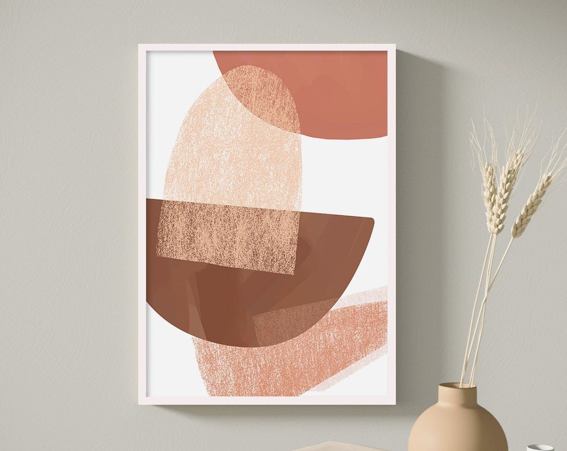 Terracotta Rust Stacked Shapes Abstract Warm Modern Art Poster - Image 3