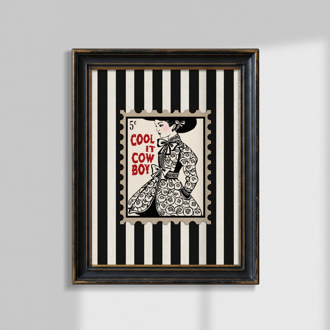 Cool It Cowboy Cowgirl Postage Stamp Striped Western Decor Poster