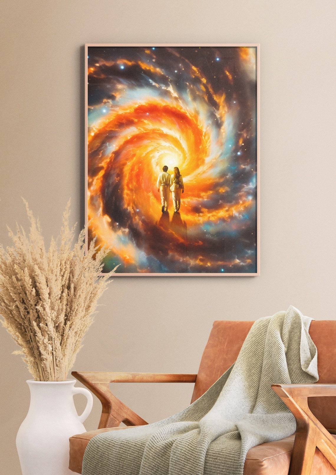 You And Me Couple Walking Into Galaxy Vortex Cosmic Love Poster - Image 2