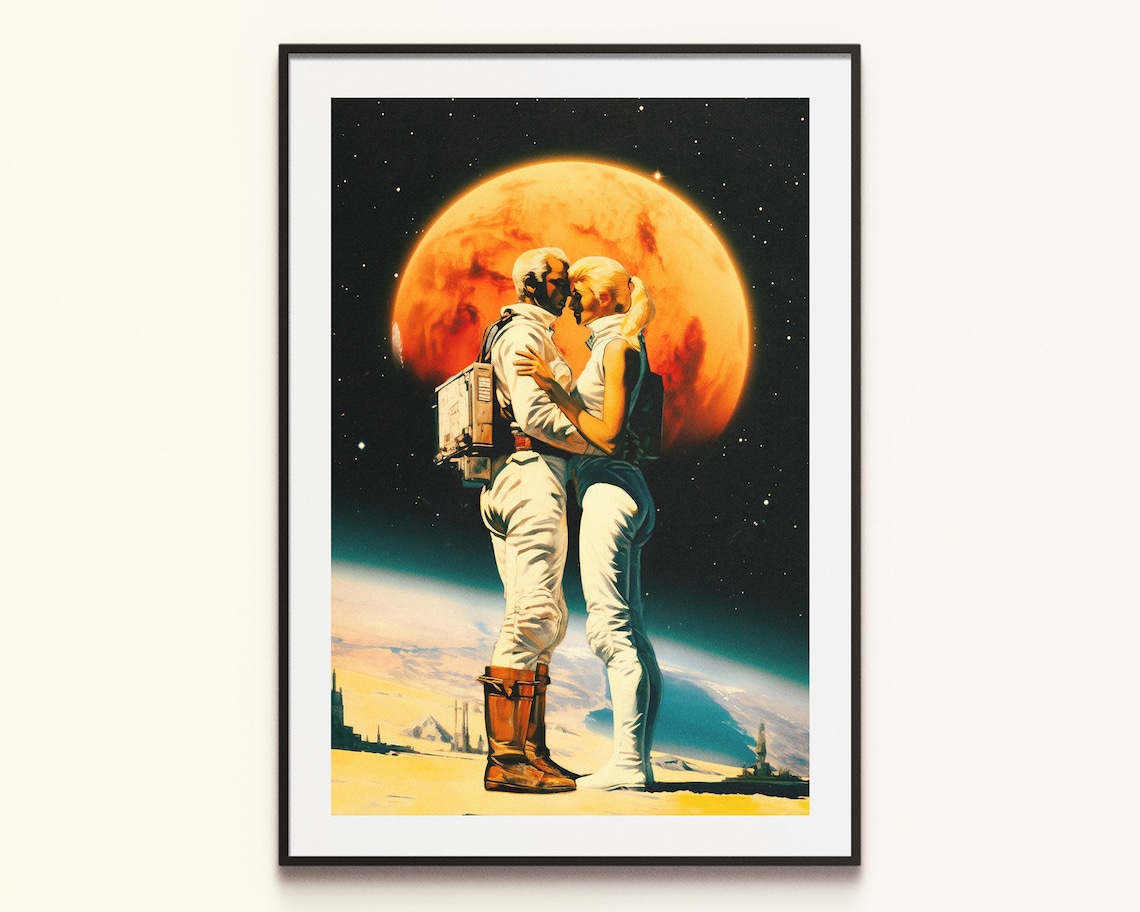 Intergalactic Love Retro Futuristic Sci-Fi Art Print - Image 2