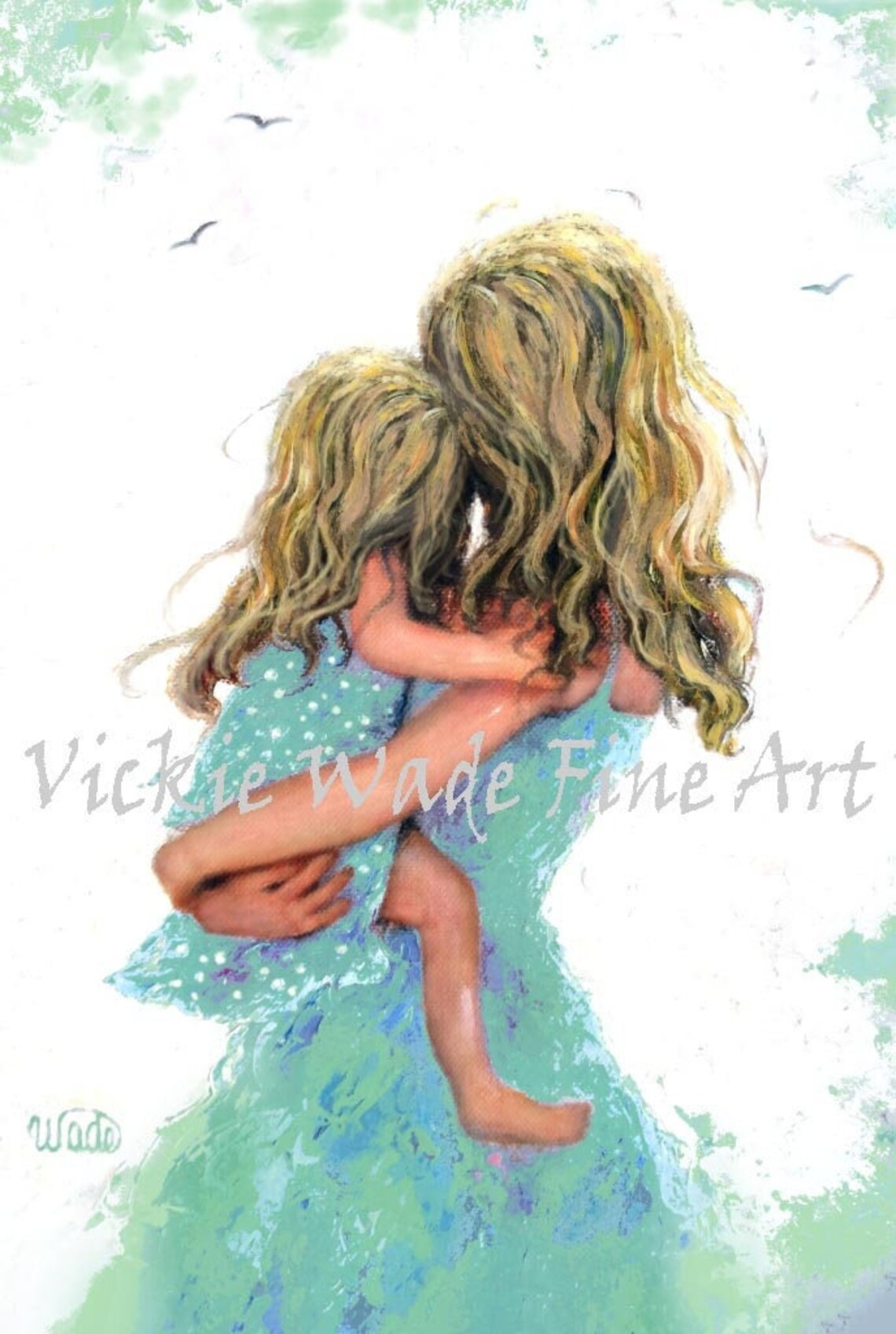 Blonde Mother Hugging Her Daughter In A Tender Embrace Poster