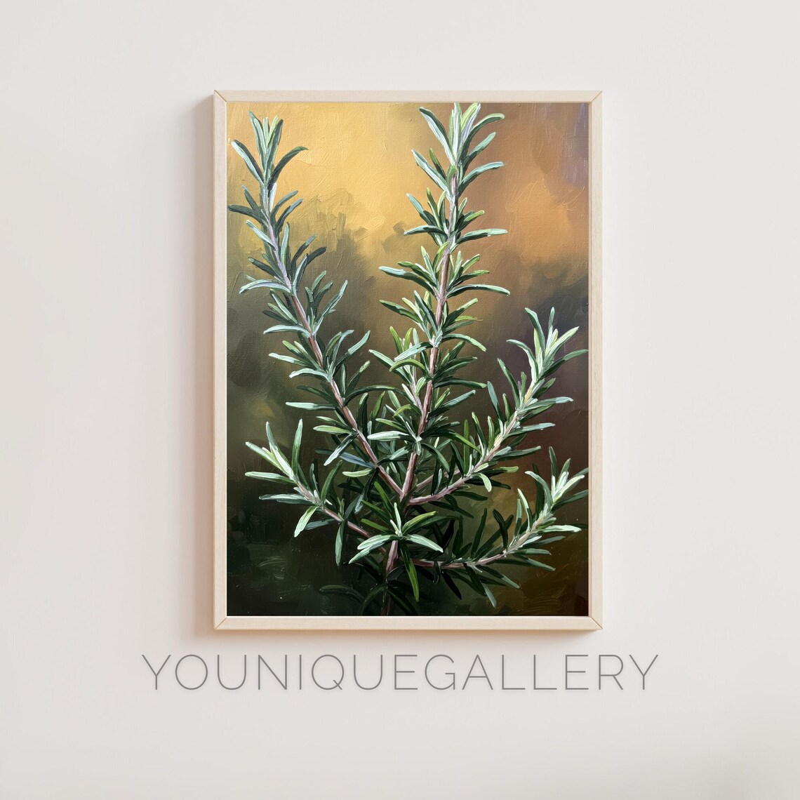 Rosemary Botanical Illustration, Rustic Kitchen Decor