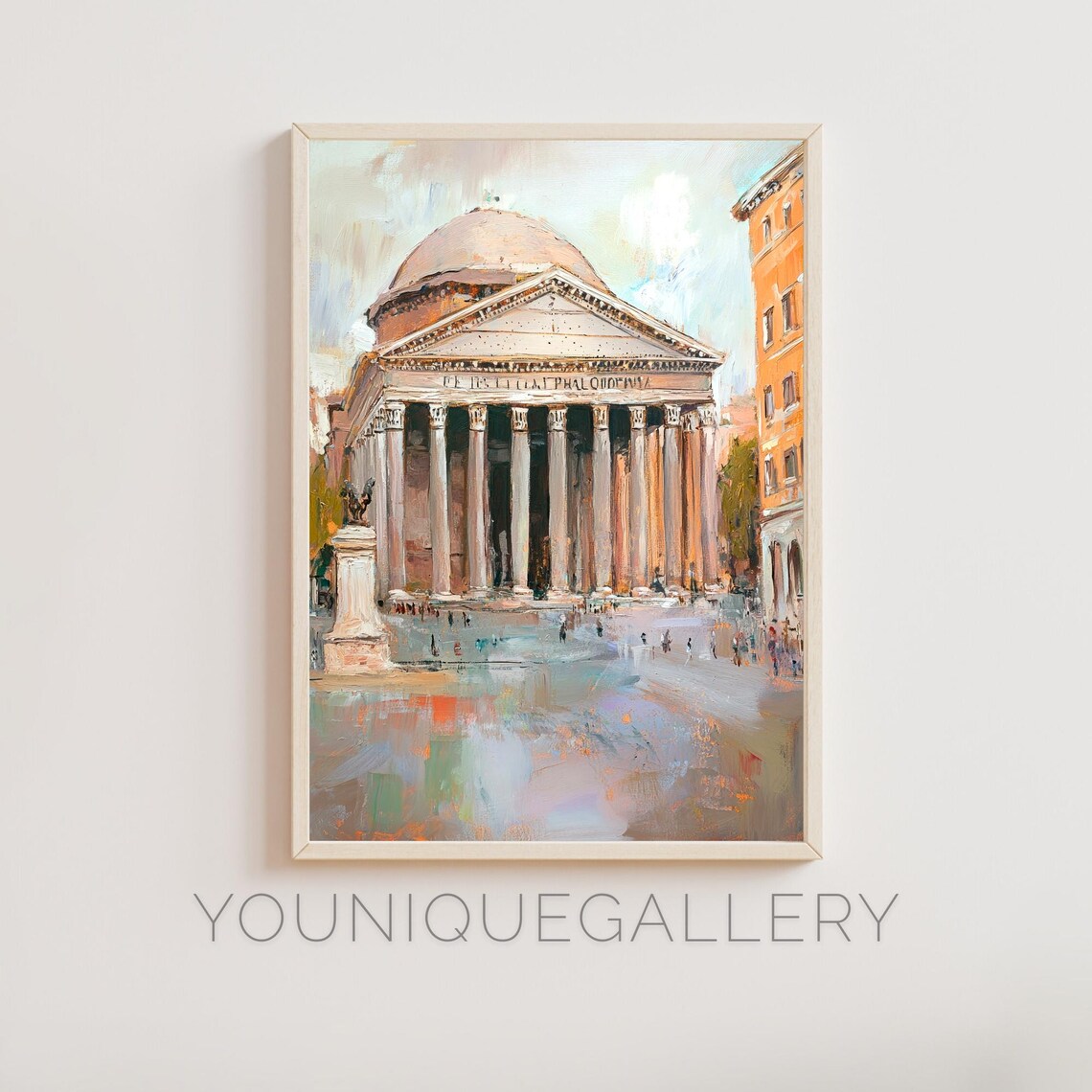 Pantheon Rome Oil Painting, Italian Landmark Art Print