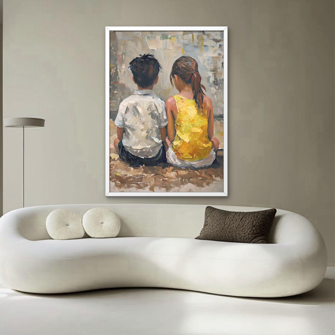 Brother and Sister From Behind Emotional Impressionist Art Poster